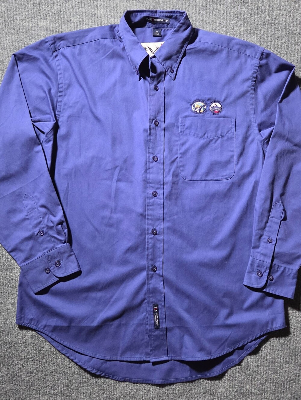 Port Authority Men's Dancer Patched Shirt Medium Blue Long - Picture 2 of 12